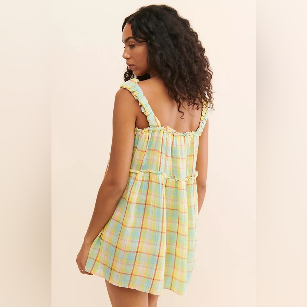 NWT Anthropologie Plaid Ruffle Sundress Sleeveless New Mini babydoll tunic - Picture 2 of 7